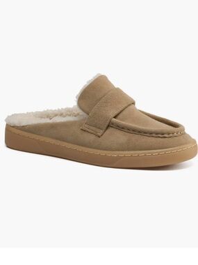 J/SLIDES Hudson Women's Tan Suede Shearling-Lined Slip-On Mule Size 7.5